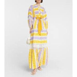 Diane Von Furstenberg Tessa Guipure Lace-Trimmed Printed Jacquard Maxi Dress